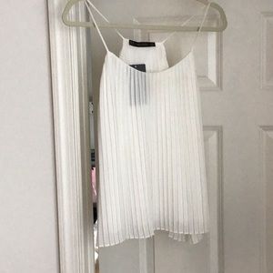 ZARA Off White Sheer Pleated Swing Top Camisole